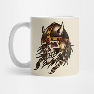 Vintage American Traditional Viking Skull Mug